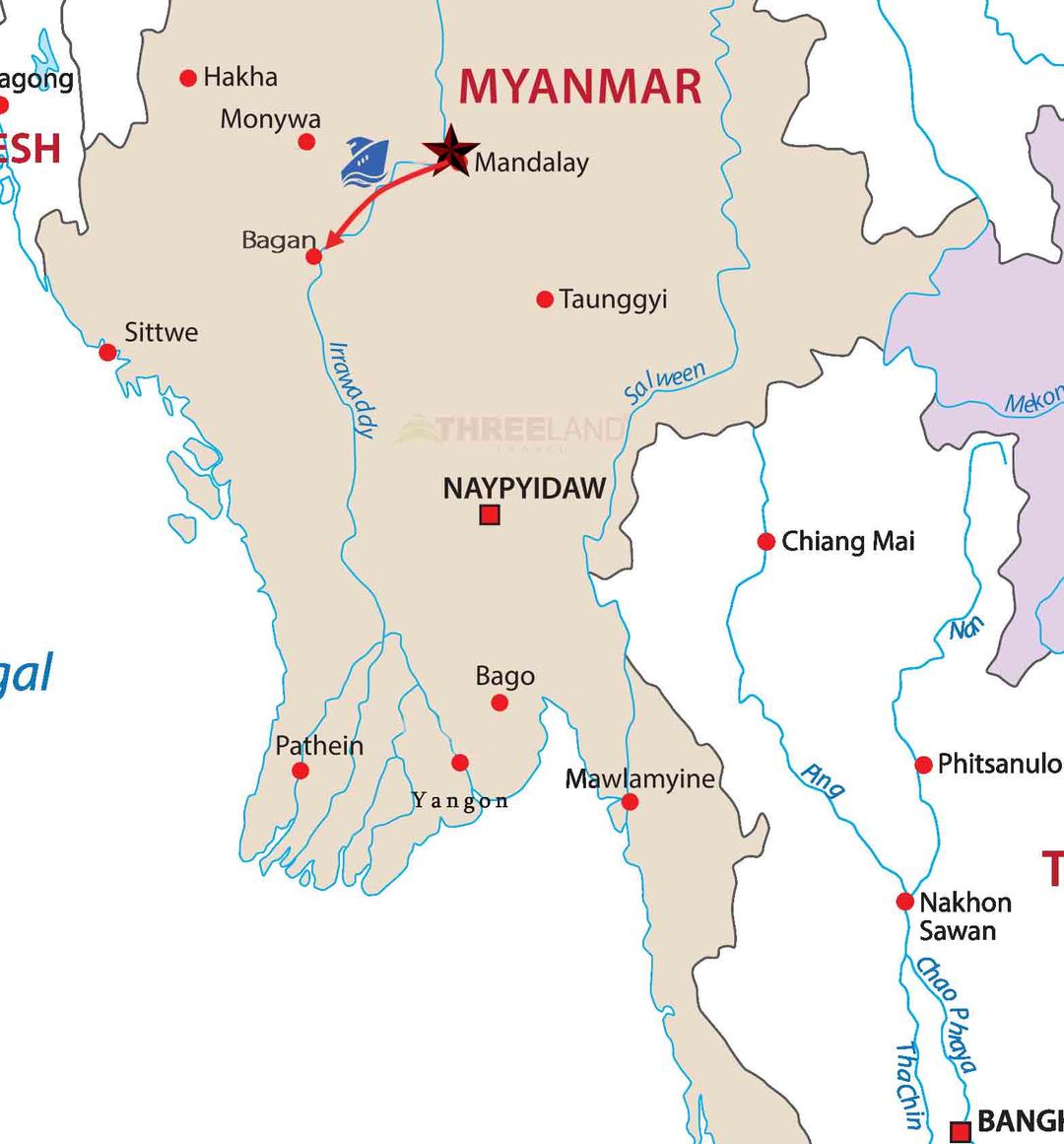 CRUISE BETWEEN MANDALAY AND BAGAN