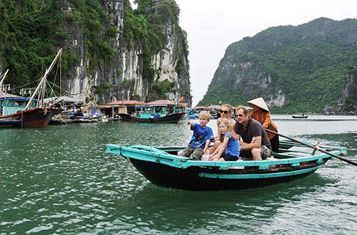 Enjoy boating time on Halong Bay with your family