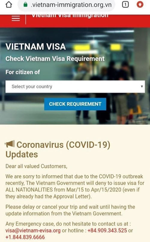 Vietnam's notification of Visa issue for all nationalities 