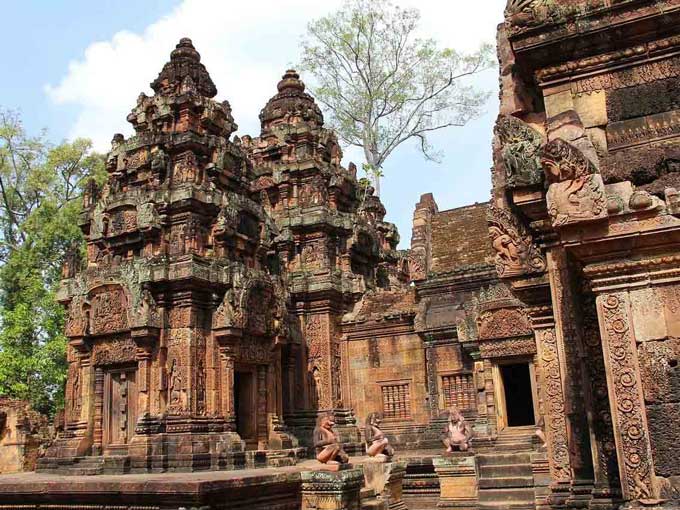 Banteay Srei Temple with its sacred carved sculptures 